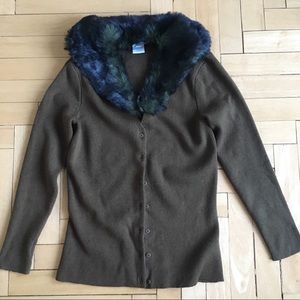Urchin cardigan with faux fur collar. Sz XS